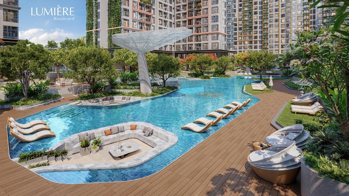 Thế giới tiện ích như Jacuzzi, Suken lounge ngay hồ bơi trước sân nhà dành riêng cho cư dân.