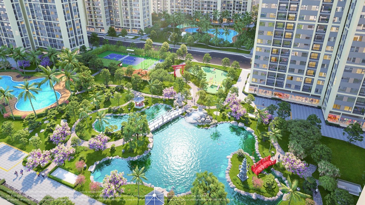 Bộ đôi vườn Nhật nội khu mang đến trải nghiệm sống hoàn hảo cho cư dân.