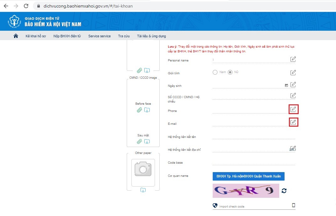 Hướng dẫn thay đổi, cập nhật số điện thoại, địa chỉ e-mail tài khoản “VssID - Bảo hiểm xã hội số”