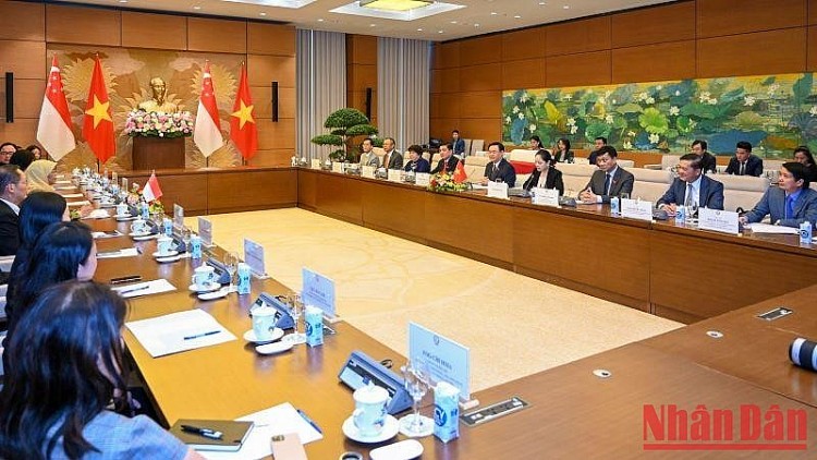 [Ảnh] Chủ tịch Quốc hội Vương Đình Huệ tiếp Tổng thống Cộng hòa Singapore Halimah Yacob