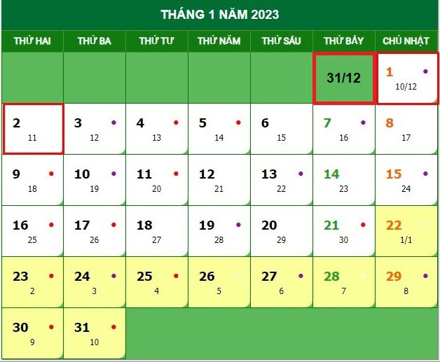 Dịp Tết Dương lịch 2023, người lao động được nghỉ mấy ngày?