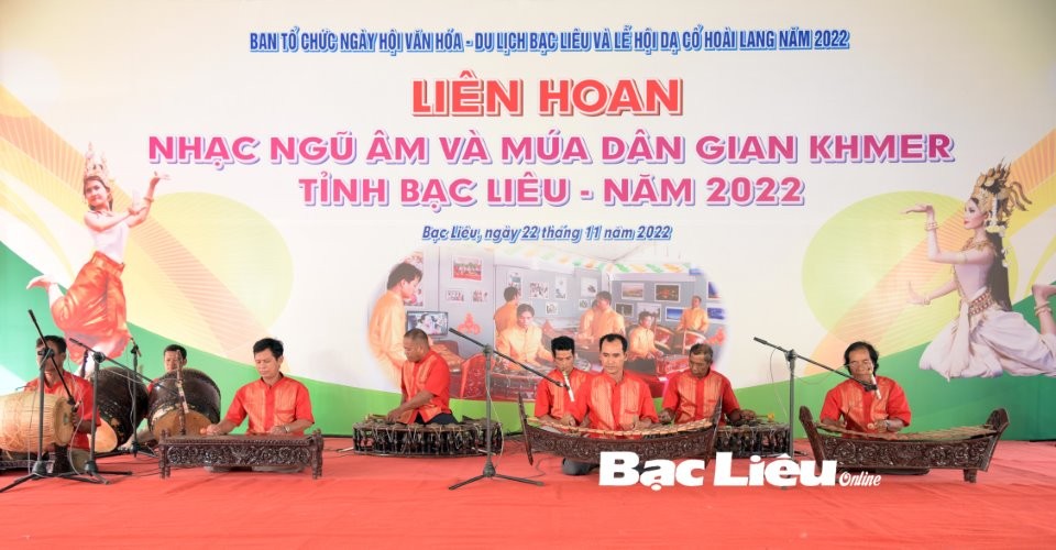 Gìn giữ truyền thống tại liên hoan nhạc Ngũ âm và Múa dân gian Khmer 2022 tại Bạc Liêu