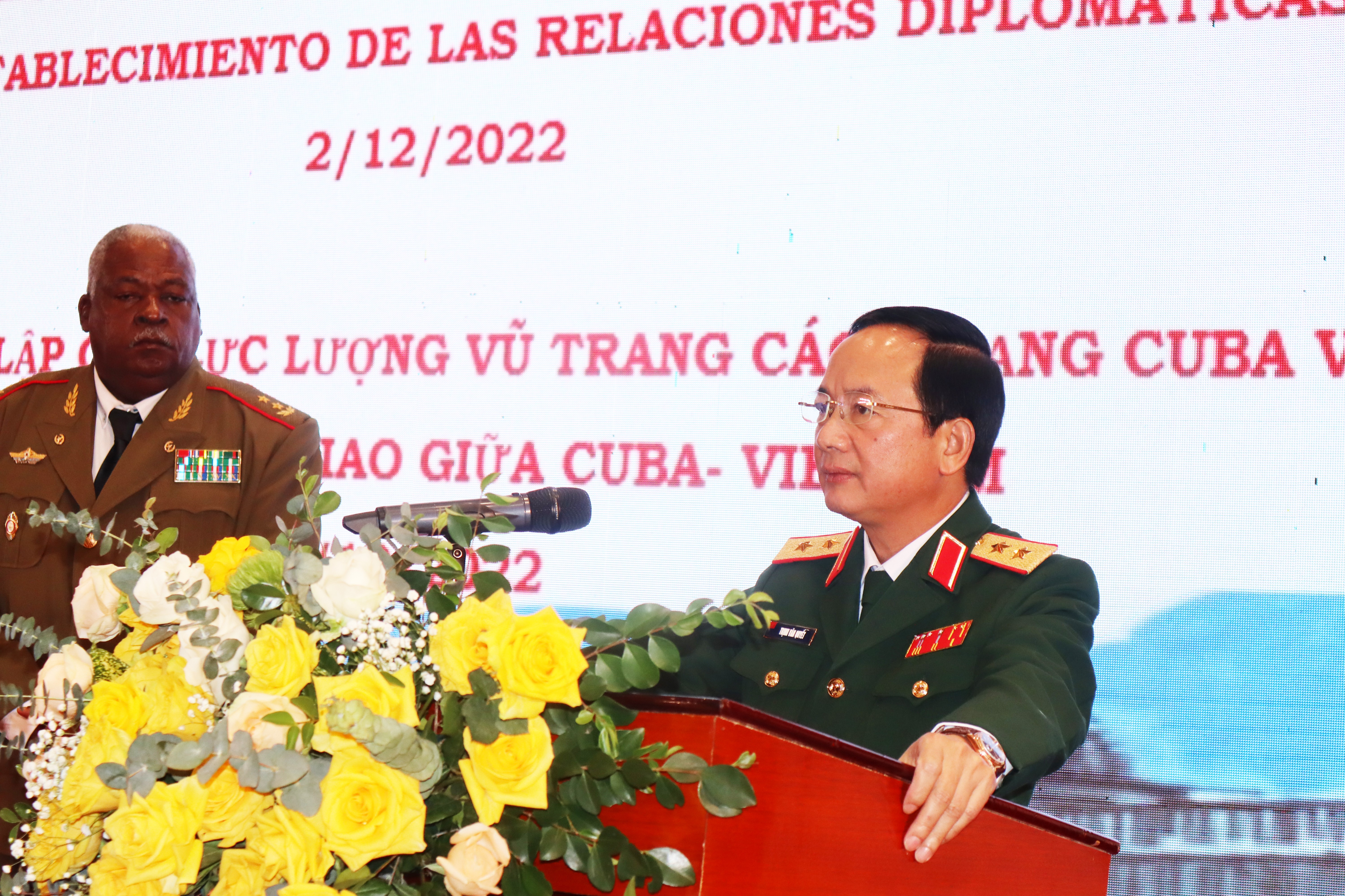 Trung tướng Trịnh Văn Quyết, Phó Chủ nhiệm Tổng cục Chính trị Quân đội nhân dân Việt Nam phát biểu (Ảnh: Thành Luân).