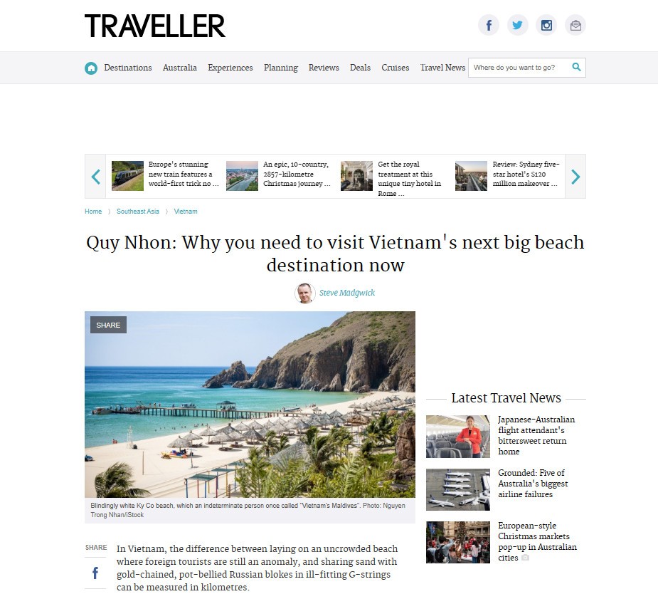 Bài viết trên trang Traveller (Ảnh chụp màn hình).
