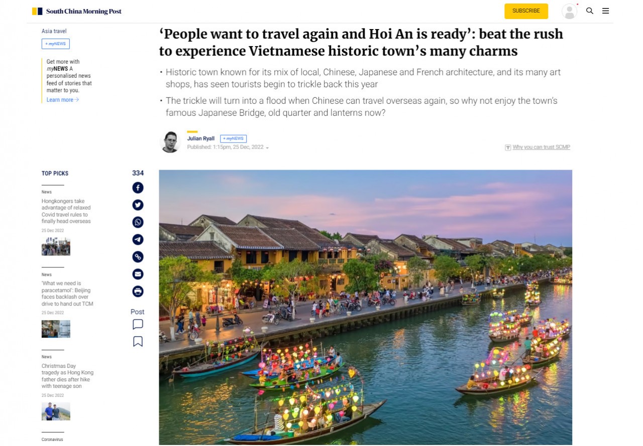 Bài viết trên trên tờ South China Morning Post (SCMP) (Ảnh chụp màn hình).