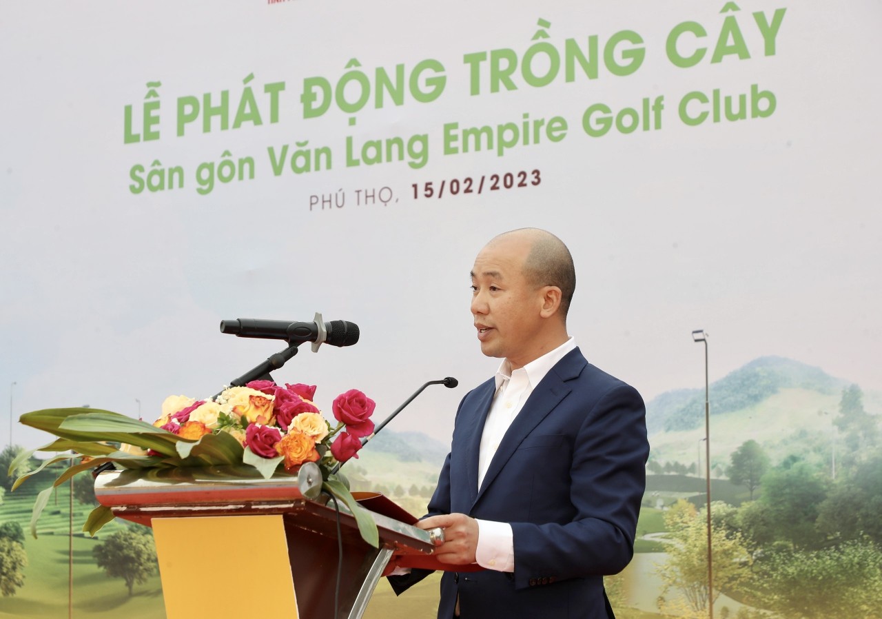 Ông Nhữ Văn Hoan, Tổng Giám đốc Vùng Trung du và miền núi phía Bắc của T&T Group, kiêm Tổng Giám đốc Công ty T&T Golf phát biểu tại Lễ phát động.
