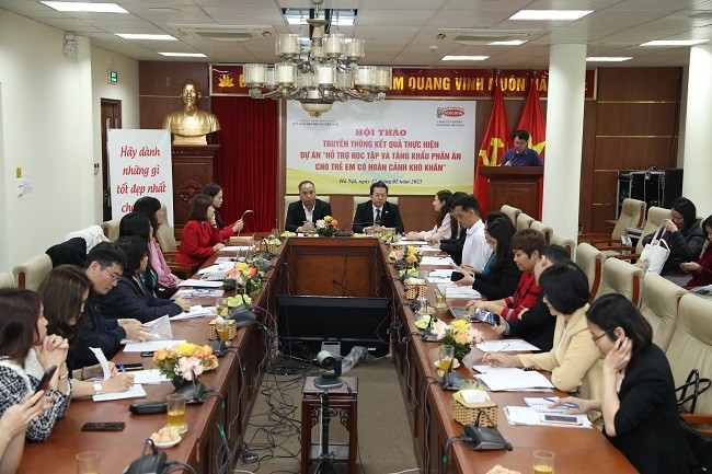 Hội thảo truyền thông kết quả thực hiện dự án “Hỗ trợ học tập và tăng khẩu phần ăn cho trẻ em có hoàn cảnh khó khăn” diễn ra sáng 27/2 tại Hà Nội.