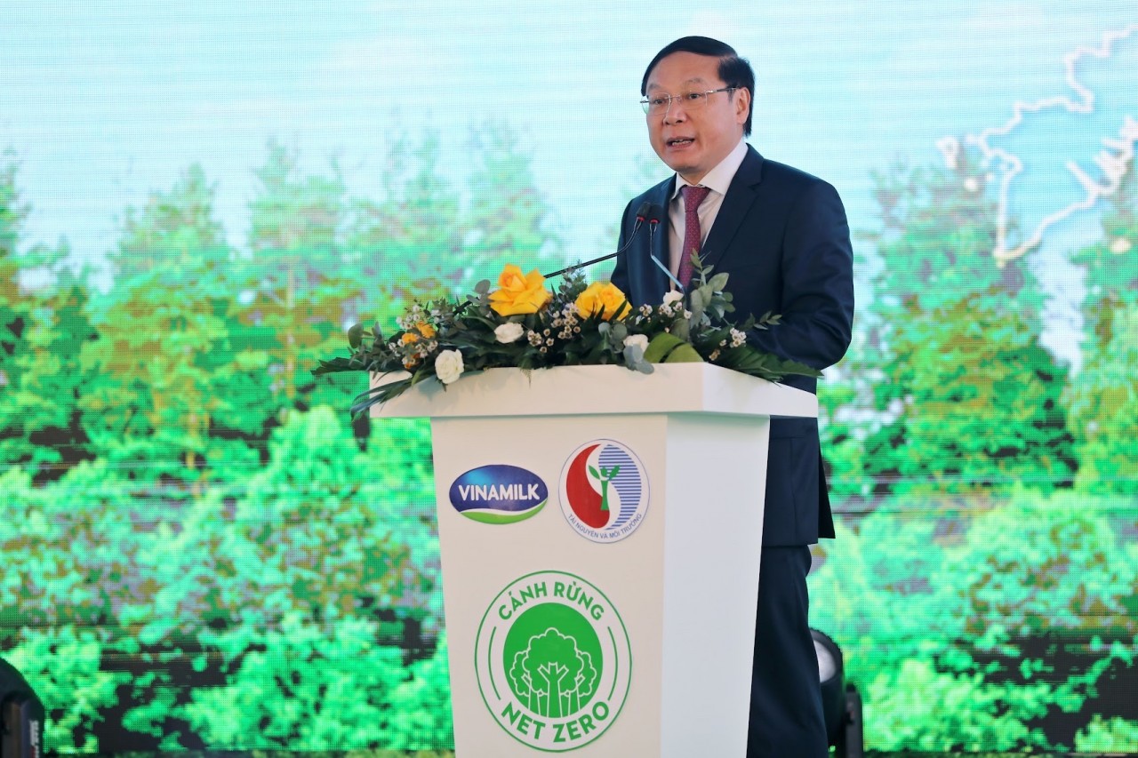 Thứ trưởng Bộ Tài nguyên &Môi trường Lê Công Thành phát biểu khởi động dự án trồng cây hướng đến Net Zero.