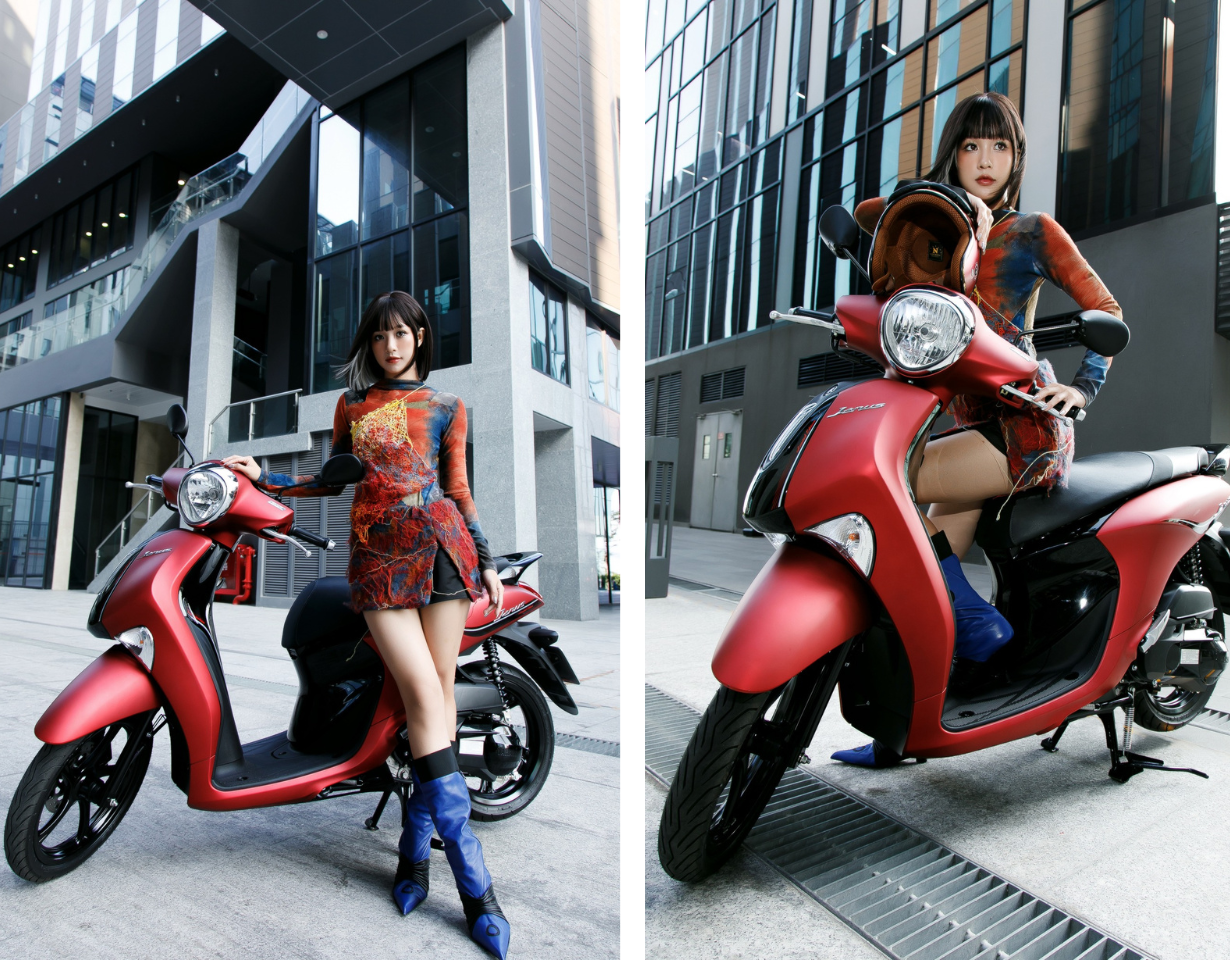 Lê Chi thể hiện phong cách riêng của mình trong bộ trang phục nổi bật sắc màu.