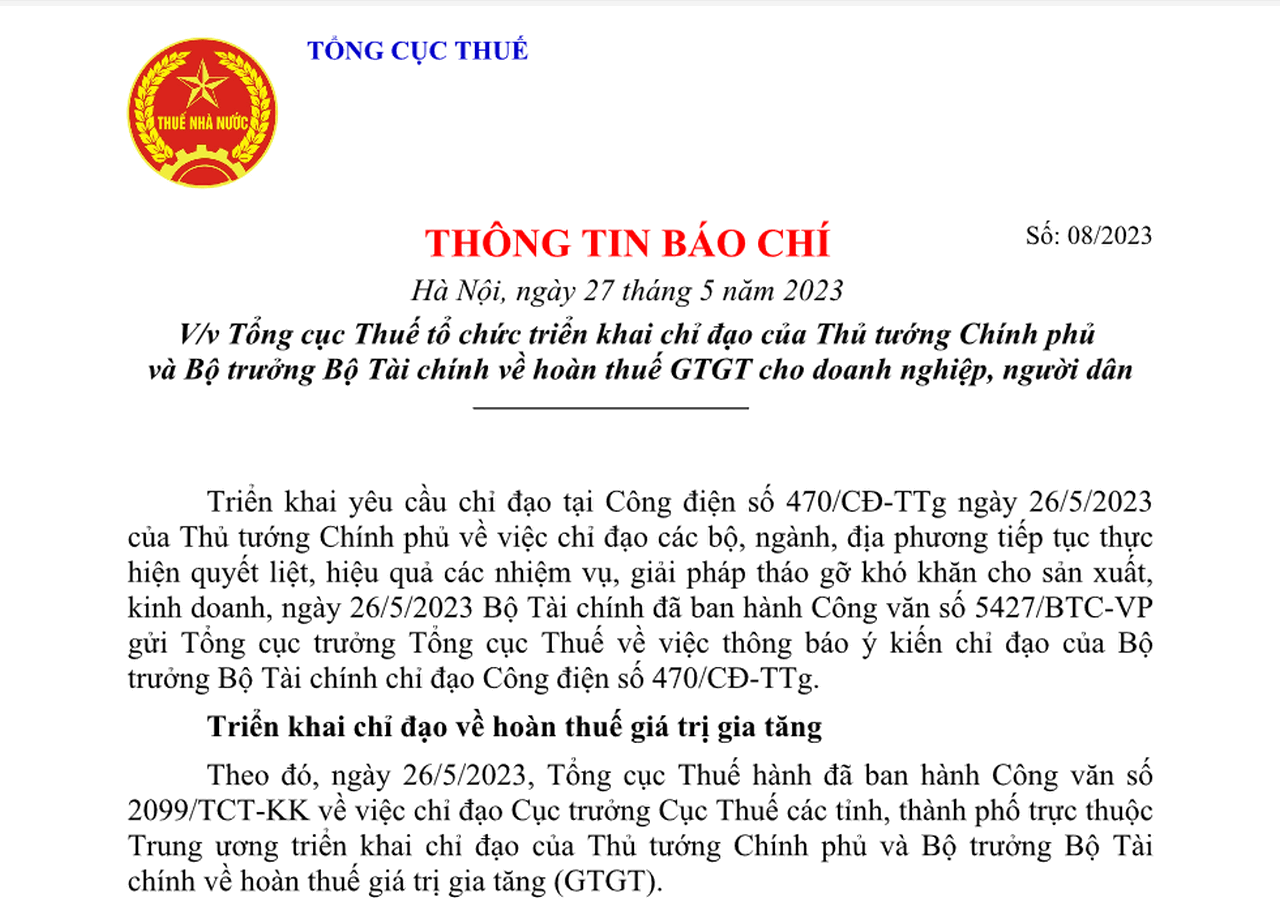 Chỉ đạo đẩy nhanh hoàn thuế VAT cho doanh nghiệp, người dân