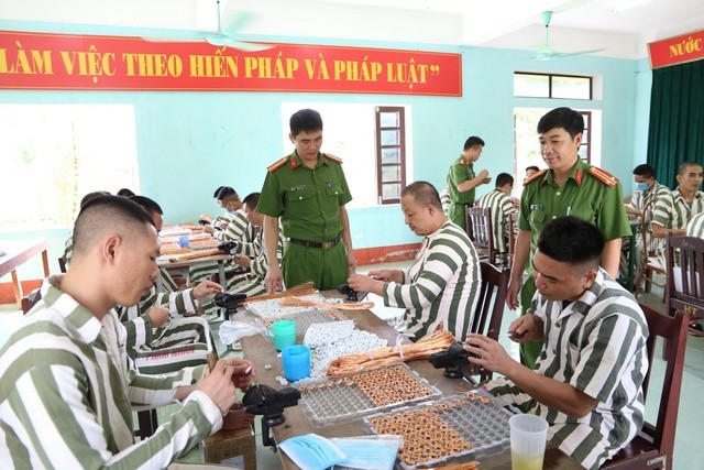 Phạm nhân lao động, hướng nghiệp, học nghề ngoài trại giam được bảo đảm quyền lợi, nghĩa vụ và được trả công theo quy định của Luật Thi hành án hình sự và các văn bản quy định chi tiết hướng dẫn thi hành