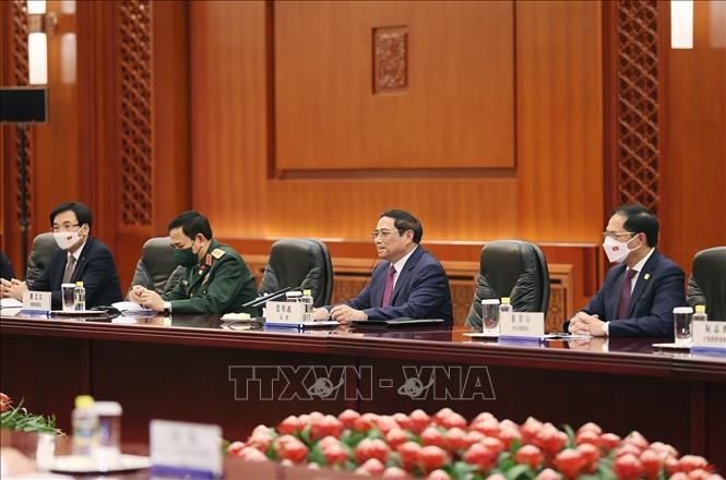 Thủ tướng Phạm Minh Chính hội kiến Ủy viên trưởng Nhân đại toàn quốc Trung Quốc