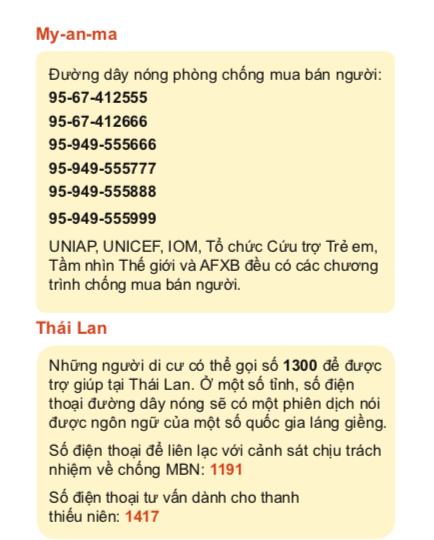 Những số điện thoại khẩn cấp dành cho người di cư