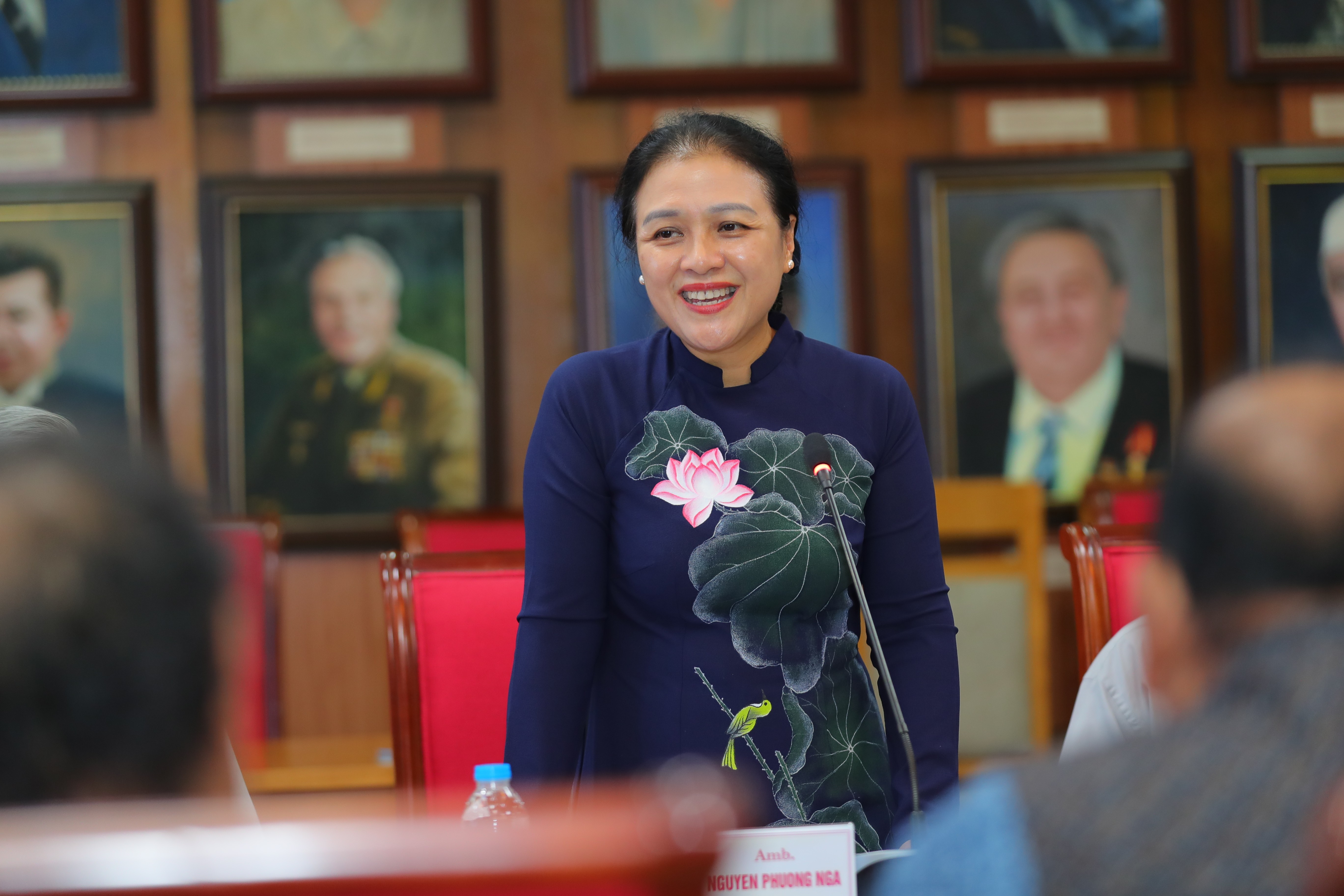 Đại sứ Nguyễn Phương Nga, Chủ tịch VUFO phát biểu tại buổi tiếp (Ảnh: Thu Hà).