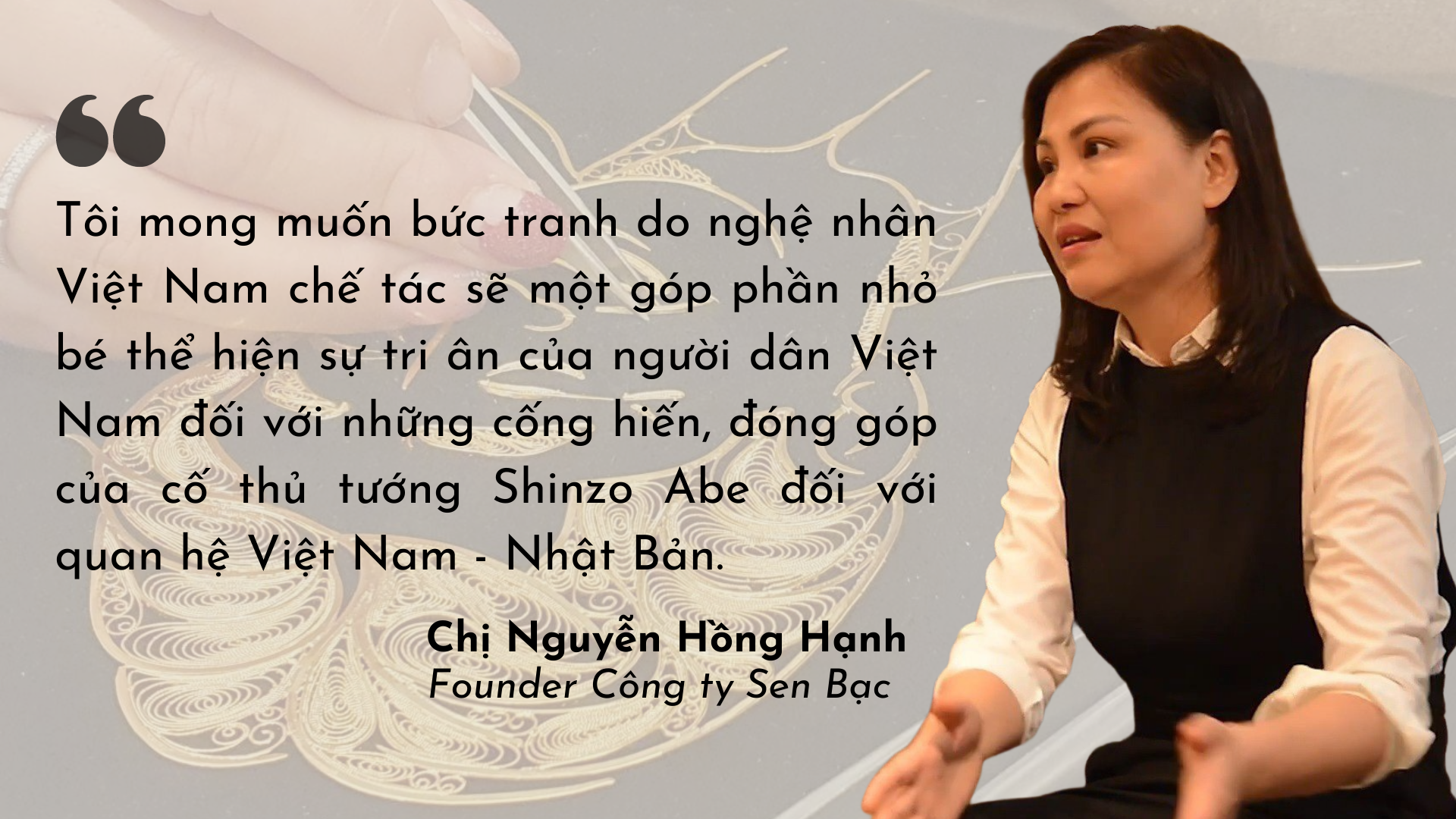 Nghệ nhân Việt đưa chân dung ông Shinzo Abe vào tranh đậu bạc