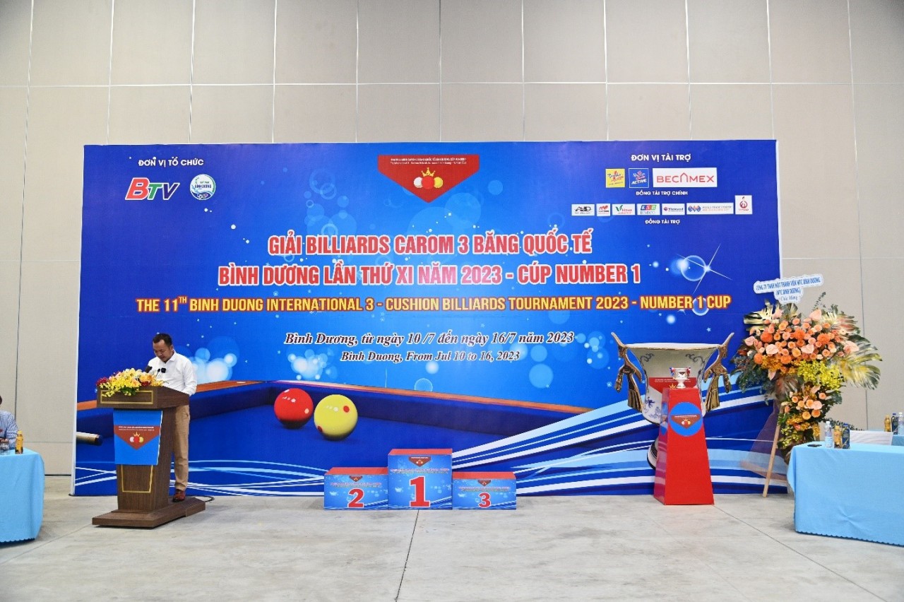 Khai mạc Giải Billiards Carom 3 băng Quốc tế Bình Dương năm 2023- Cúp Number 1 diễn ra ngày 13/07 tại Trung tâm Triển lãm Quốc tế Thành phố mới Bình Dương.