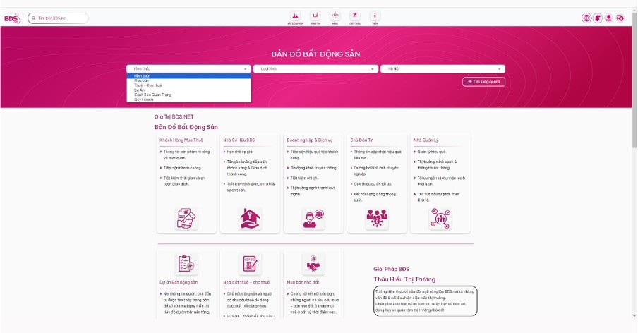 Cách sử dụng bản đồ nhà đất bds.net
