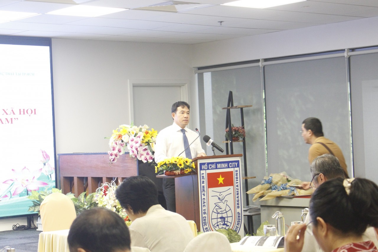 TS.Thân Ngọc Anh - Trưởng Khoa CNXH Khoa học, Học viện Chính trị KV II, thuộc Học viện Chính trị Quốc gia Hồ Chí Minh chia sẻ tại toạ đàm.