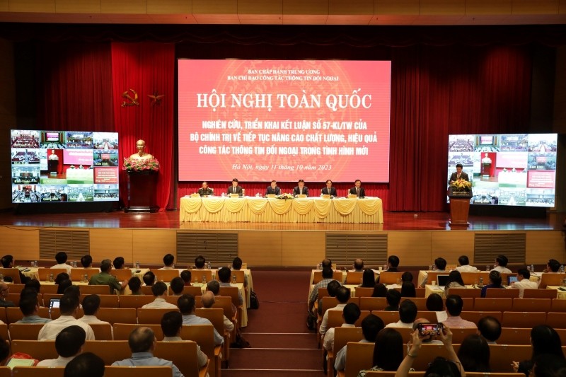 Hội nghị toàn quốc nghiên cứu, triển khai Kết luận số 57-KL/TW của Bộ Chính trị. (Ảnh: Nhân Dân)