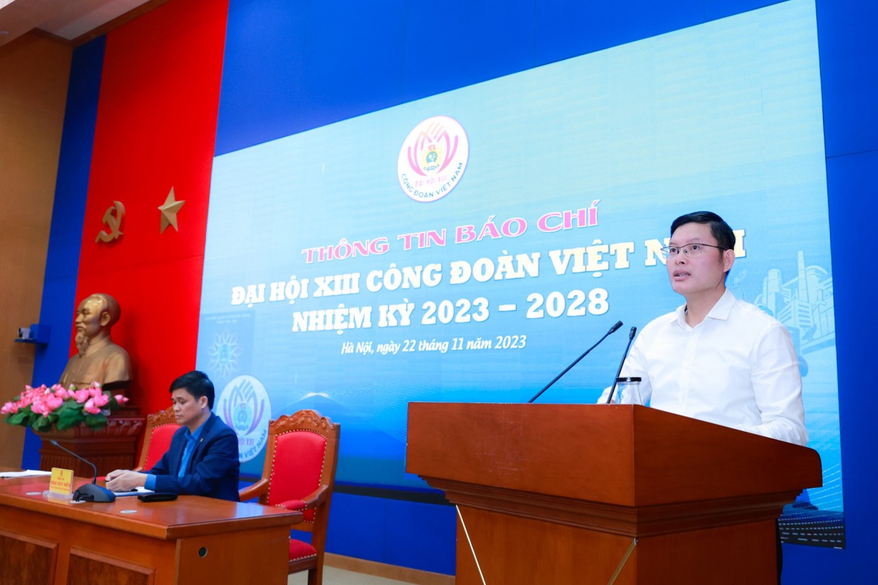 Ông Nguyễn Mạnh Kiên - Phó trưởng Ban Tuyên giáo, Tổng LĐLĐ Việt Nam - phát biểu (Ảnh: N.H).