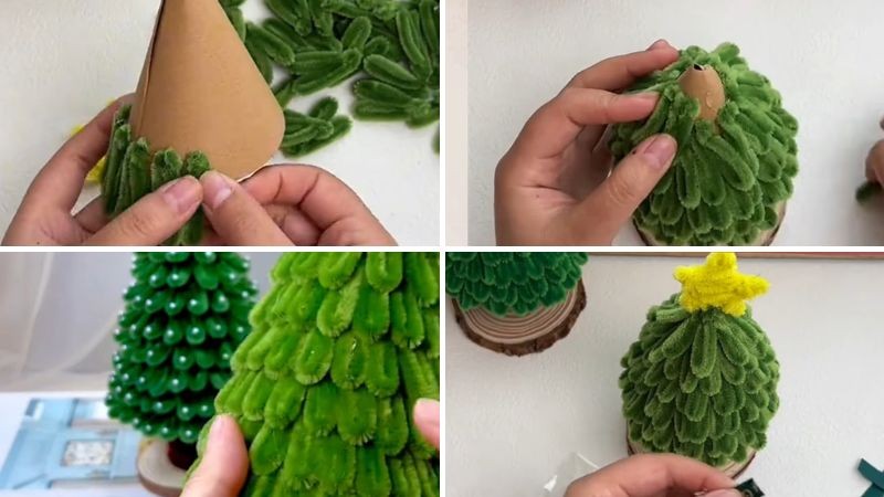 Noel 2023: Hướng dẫn làm cây thông Noel bằng kẽm nhung đơn giản, chi tiết nhất