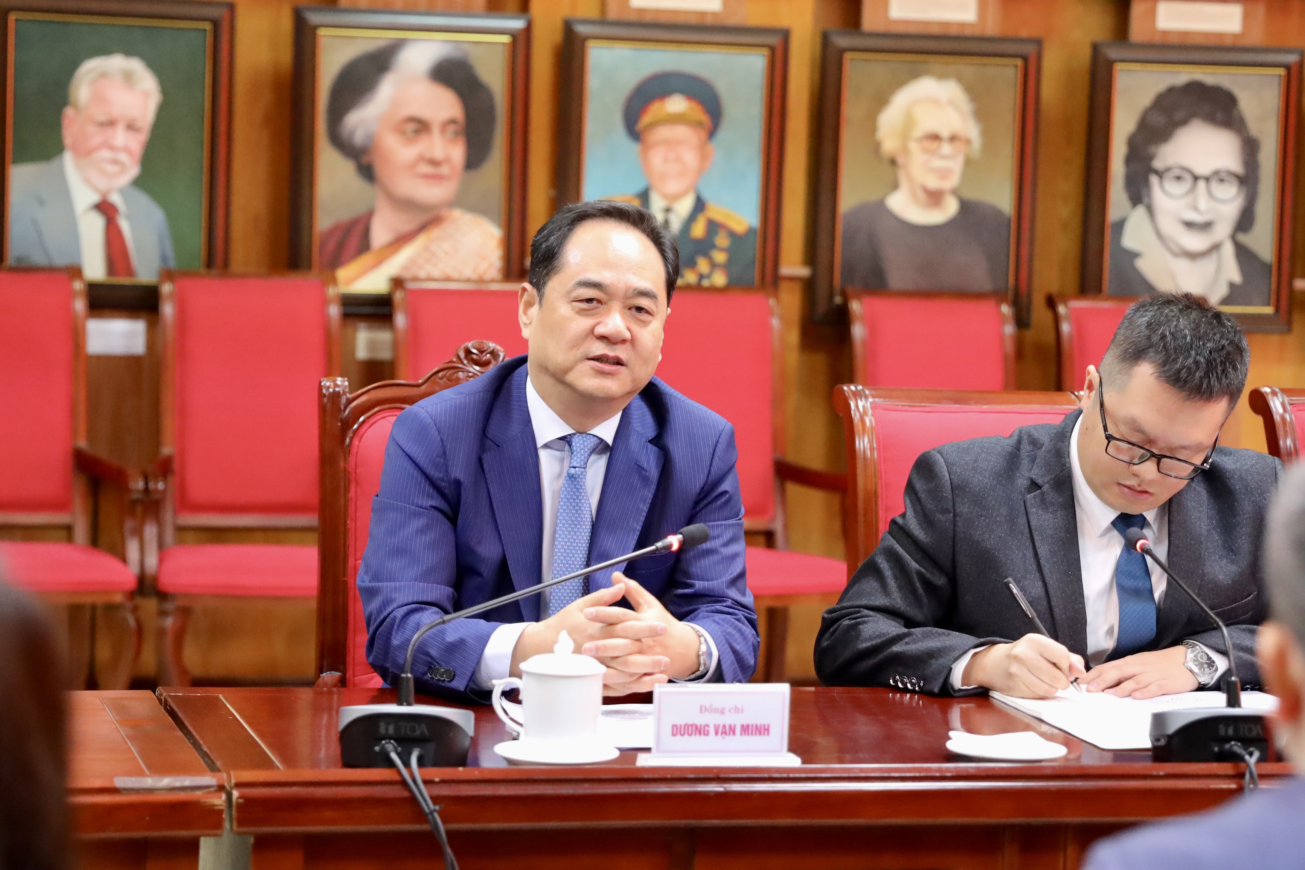 Hội trưởng Hội hữu nghị đối ngoại nhân dân Trung Quốc Dương Vạn Minh. (Ảnh: Đinh Hòa)