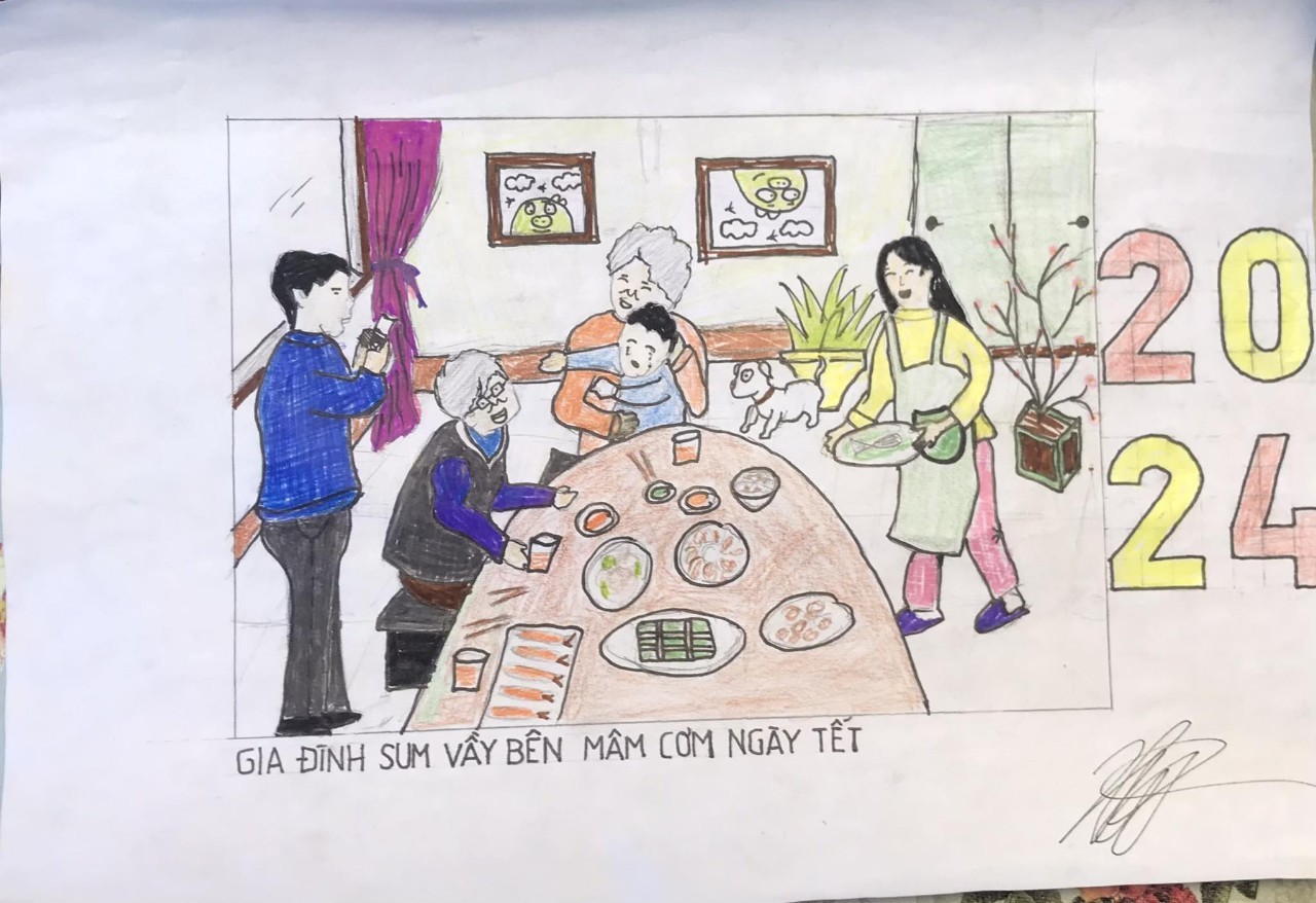 Ngày Tết cổ truyền qua nét vẽ của trẻ em Việt tại Séc