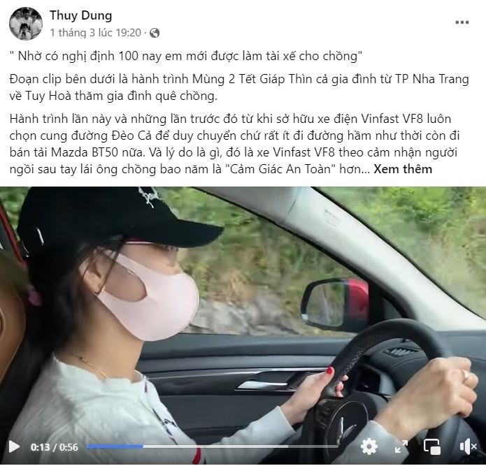 Chị Huyền Đặng gọi chiếc VF 8 của mình là người bạn đồng hành thân thiết.