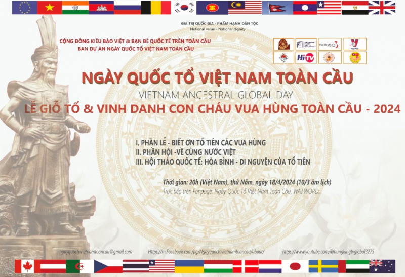 Ngày Quốc tổ việt Nam toàn cầu – Lễ Giỗ Tổ và vinh danh con cháu Vua Hùng toàn cầu 2024: Hoà bình – Di nguyện của tổ tiên