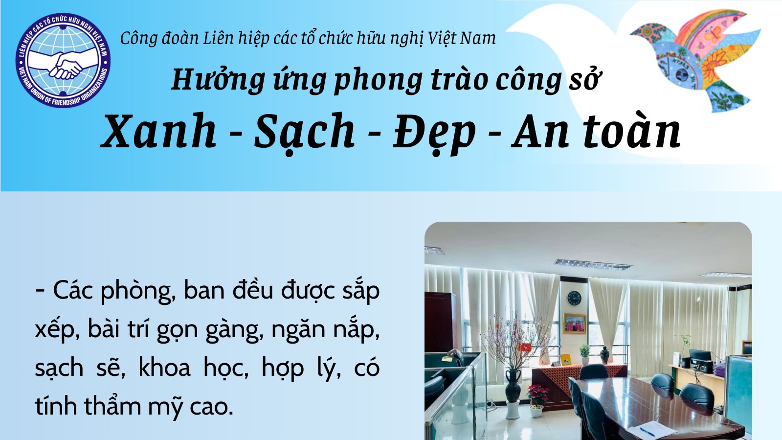 [Inforgraphic] VUFO hưởng ứng phong trào công sở xanh, sạch, đẹp, an toàn