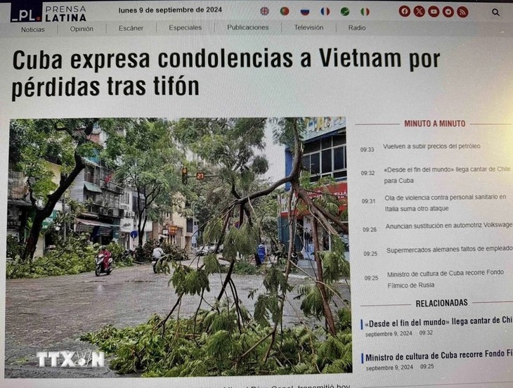 Báo điện tử Prensa Latina đăng tải lời chia buồn của Chủ tịch Cuba Miguel Díaz-Canel. 
