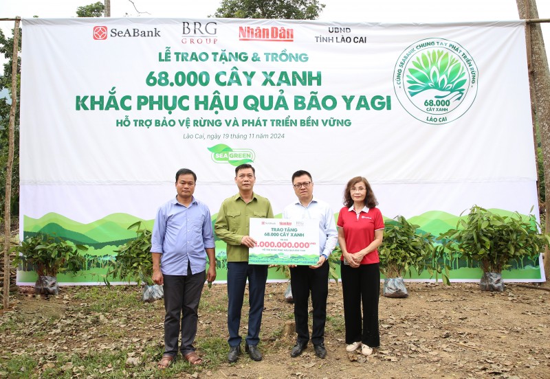 gân hàng TMCP Đông Nam Á (SeABank, HOSE: SSB) và Tập đoàn BRG chung tay cùng Báo Nhân dân trồng 68.000 cây, trị giá 1 tỷ đồng nhằm phủ xanh gần 20ha diện tích rừng và phục hồi sinh kế cho người dân tỉnh Lào Cai