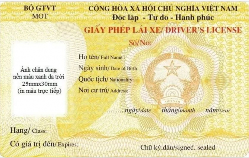 chinh thuc co mau giay phep lai xe moi tu ngay 112025