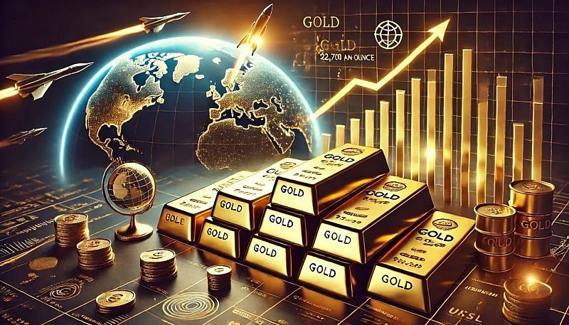 Giá vàng thế giới tăng mạnh, lên mức cao nhất trong 2 tuần qua
