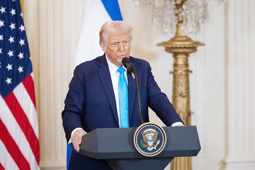 Tổng thống Mỹ Donald Trump phát biểu trong cuộc họp báo ở Washington, DC ngày 4/2/2025. (Ảnh: THX)