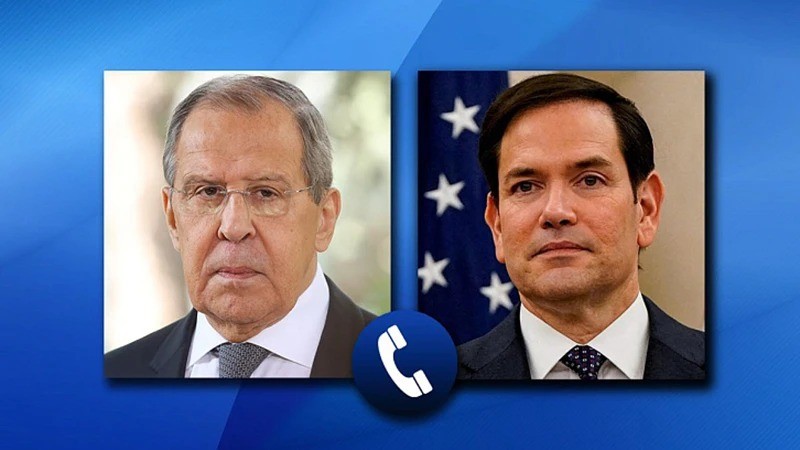 Ngoại trưởng Nga Sergei Lavrov (trái) và người đồng cấp Mỹ Marco Rubio điện đàm. (Ảnh: Bộ Ngoại giao Nga)