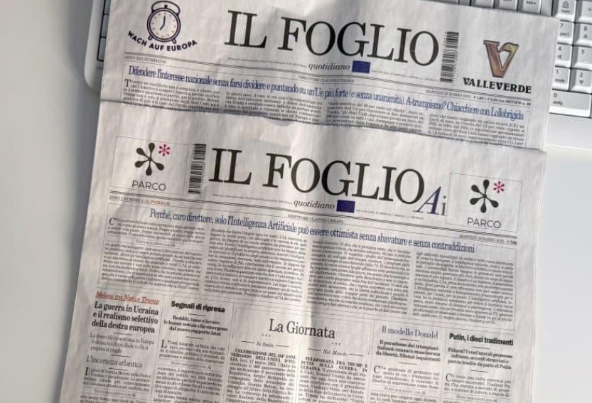 Ấn bản do AI tạo ra của tờ báo Italy Il Foglio. Ảnh: DPA