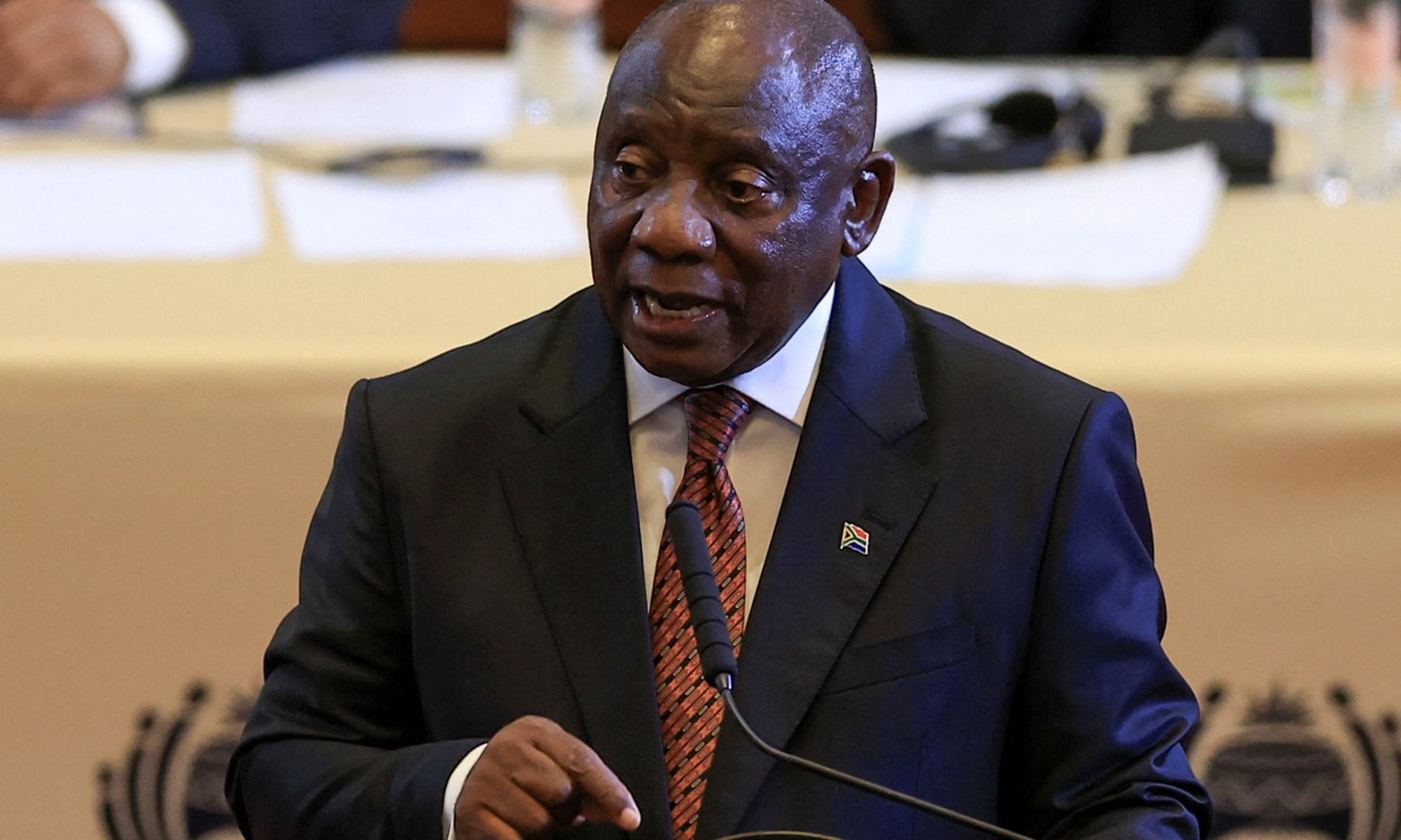 Tổng thống Nam Phi, Cyril Ramaphosa, đã ký một đạo luật vào tháng trước cho phép trưng dụng đất với mức bồi thường bằng không trong một số trường hợp nhất định. Ảnh: Esa Alexander/Reuters