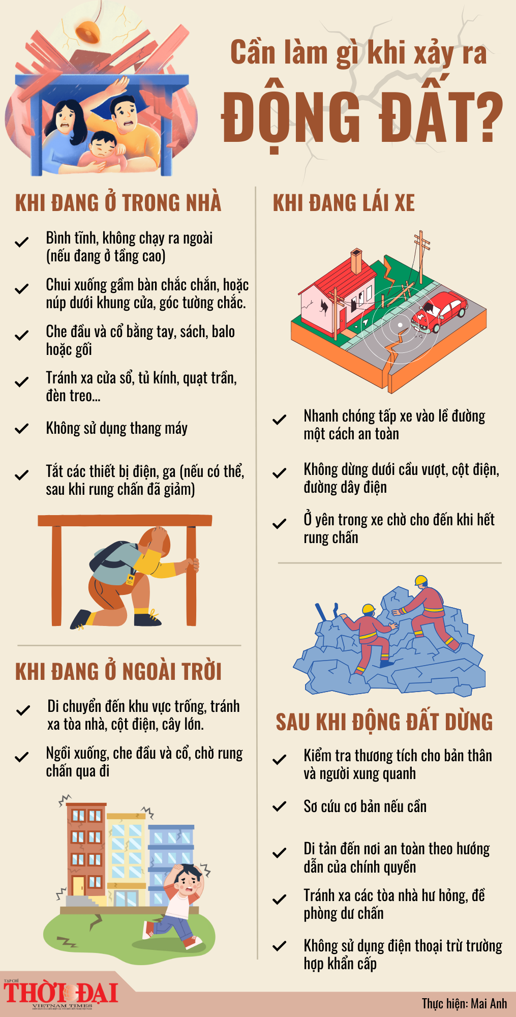 [Infographics] Cần làm gì khi xảy ra động đất?