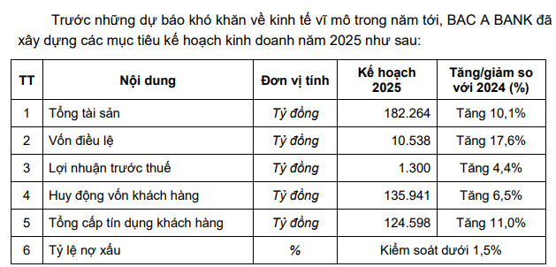 Bac A Bank đặt kế hoạch lợi nhuận khiêm tốn năm 2025, mục tiêu tăng vốn lên 12.351 tỷ đồng