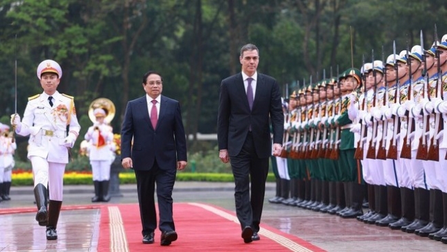 Lễ đón Thủ tướng Tây Ban Nha Pedro Sanchez thăm chính thức Việt Nam