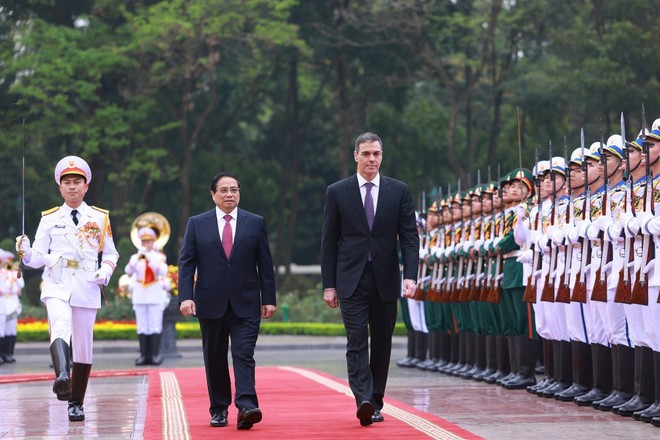 Lễ đón Thủ tướng Tây Ban Nha Pedro Sanchez thăm chính thức Việt Nam