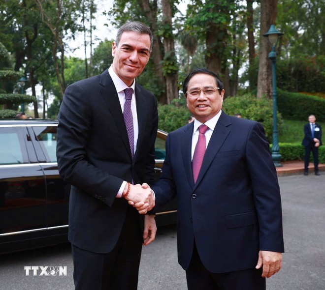Lễ đón Thủ tướng Tây Ban Nha Pedro Sanchez thăm chính thức Việt Nam