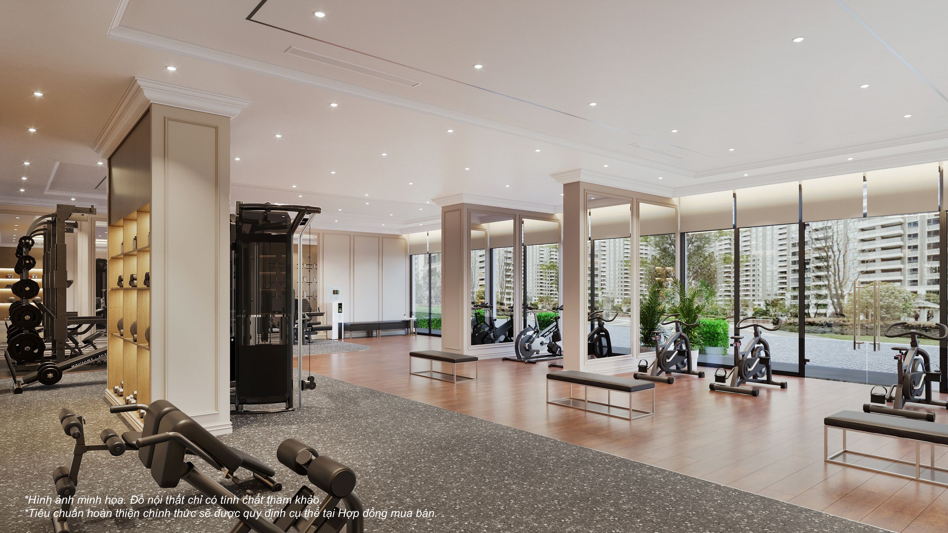 Phòng tập gym hiện đại nằm ngay trong toà tháp The Royce