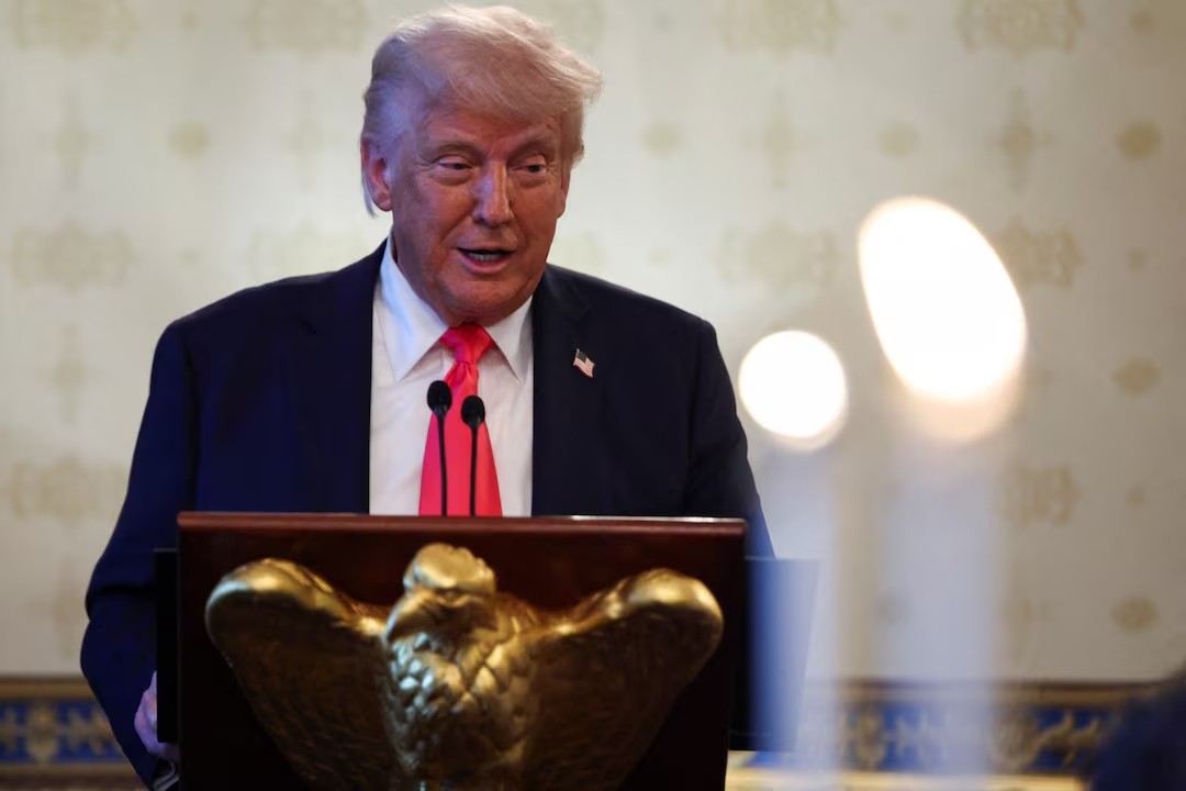 Ảnh: Tổng thống Mỹ Donald Trump phát biểu tại Nhà Trắng ngày 16/4/2025. (Ảnh: Reuters)