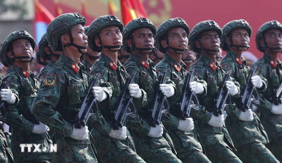 Lực lượng quân đội tham gia hợp luyện diễu binh, diễu hành tại Biên Hòa, Đồng Nai.