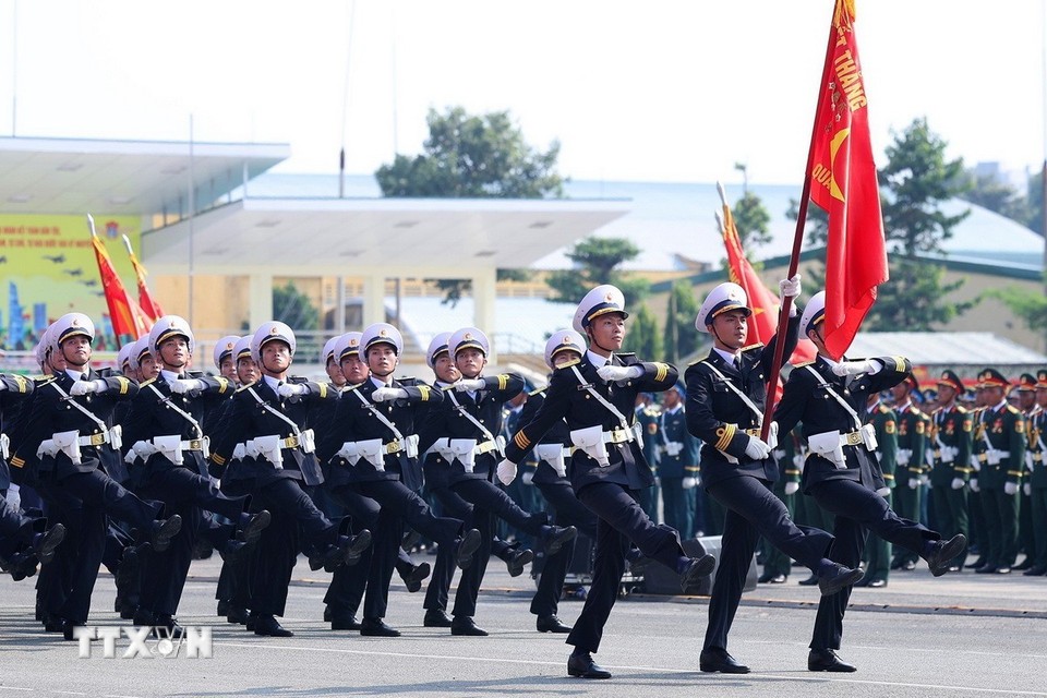 Lực lượng quân đội tham gia hợp luyện diễu binh, diễu hành tại Biên Hòa, Đồng Nai.