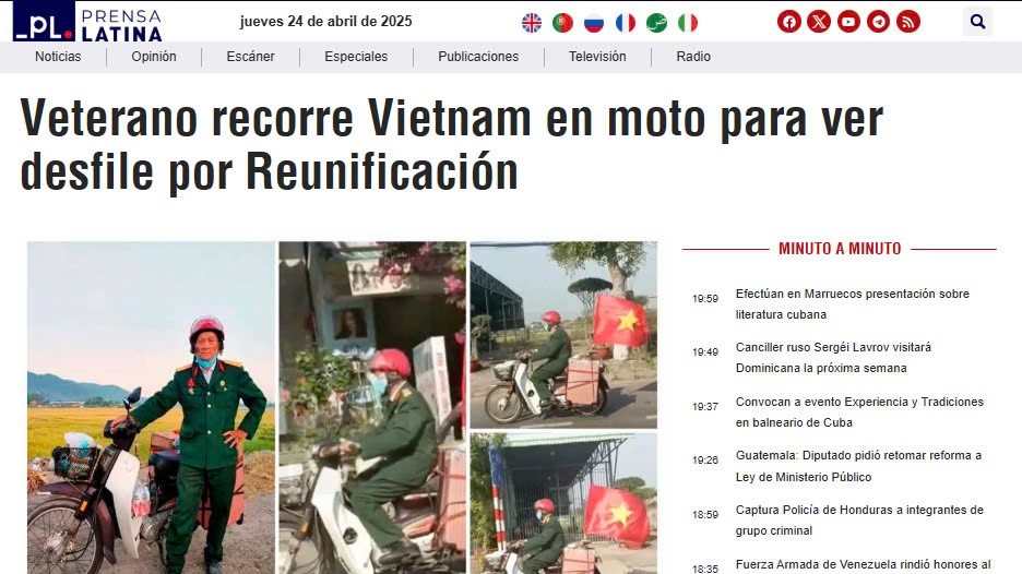 Hãng thông tấn Prensa Latina kể chuyện người lính Việt vượt 1.200km trở lại chiến trường xưa