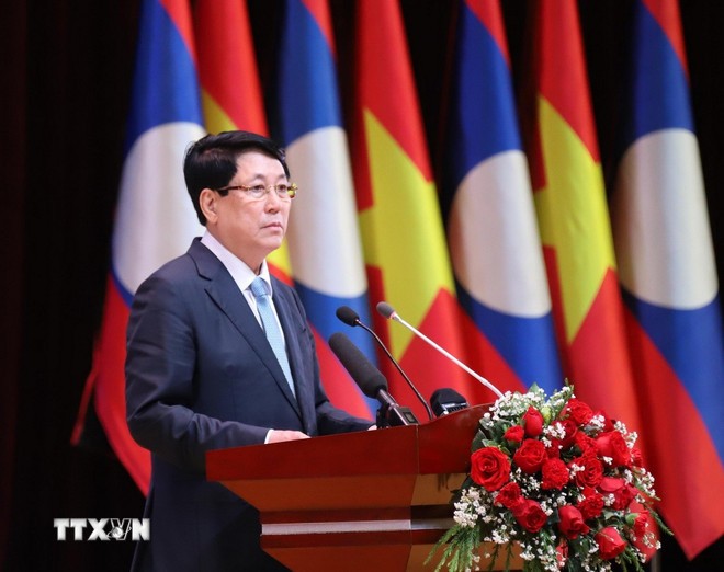 Chủ tịch nước Lương Cường dự chương trình Giao lưu hữu nghị Việt-Lào