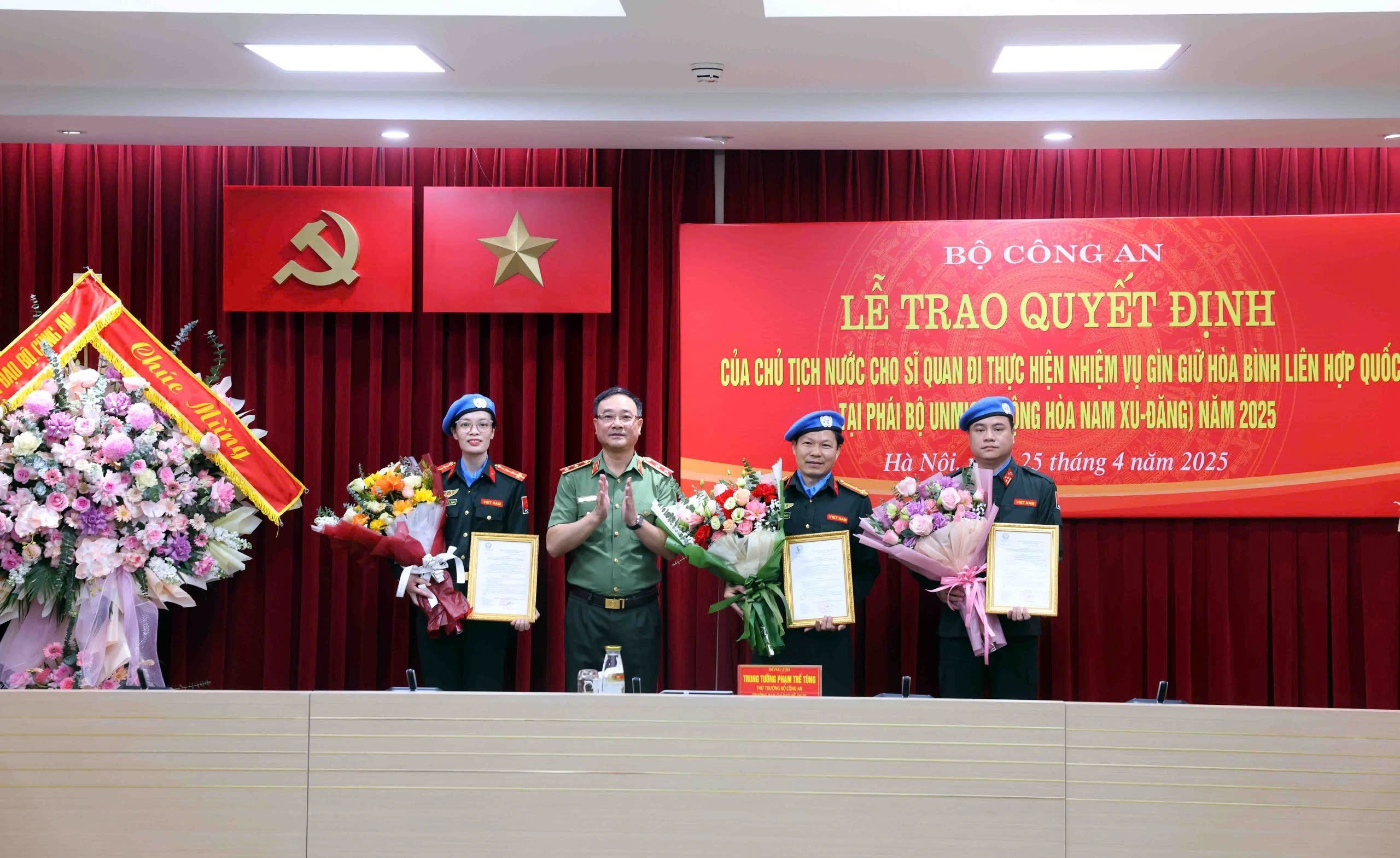 3 sĩ quan Công an nhân dân lên đường gìn giữ hòa bình Liên hợp quốc dịp lễ 30/4
